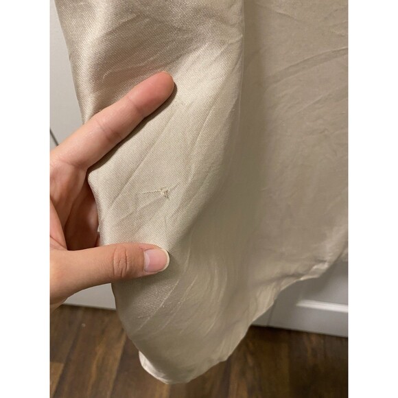 Gilar 100% Silk Fitted Hourglass Silhoutte Lined Sheath Dress Beige -Size 6 - Picture 6 of 14